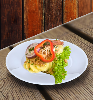 Kartoffel m. mayonnaise og ristede løg